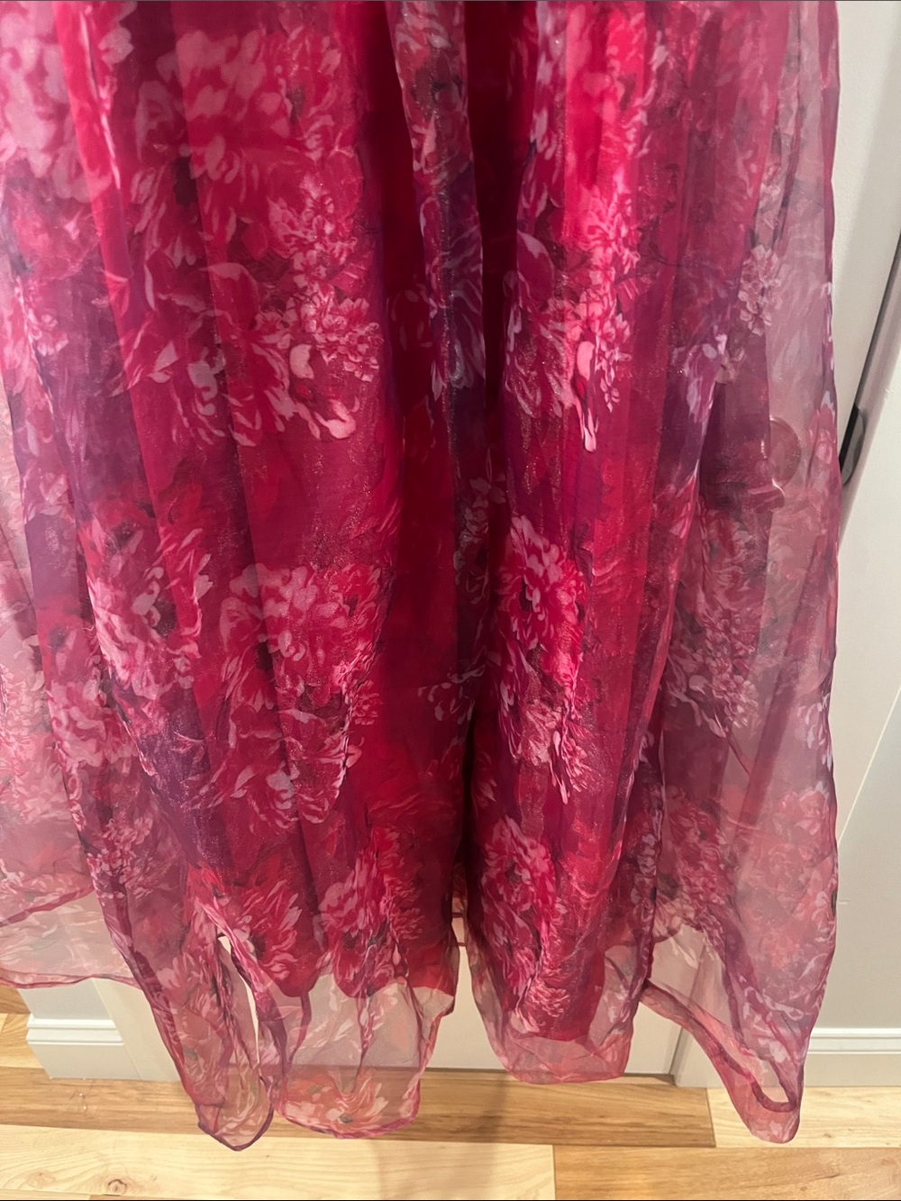 Lulus XL Romance That Wows Magenta Floral Print Organza Maxi Evening Prom Ball - Picture 8 of 17